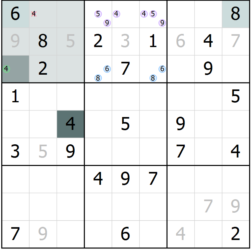 Position des candidats pour la solution de la Gr 62 page 64 du magazine de sudoku Expert n° 013