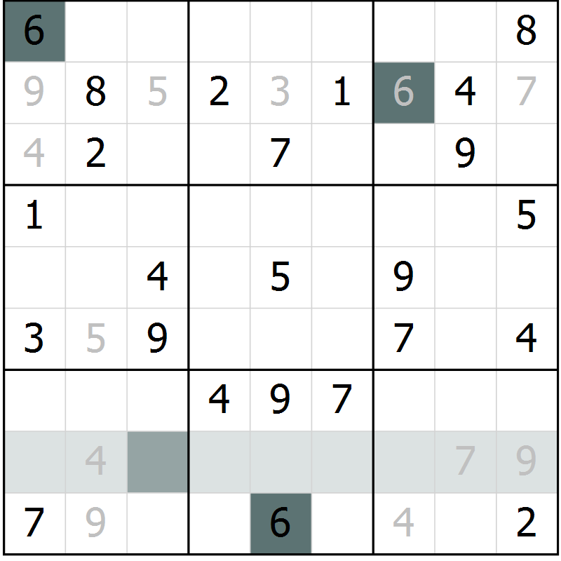 Position des candidats pour la solution de la Gr 62 page 64 du magazine de sudoku Expert n° 013