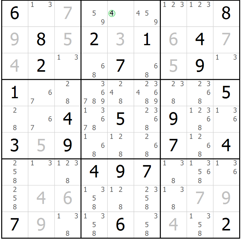 Position des candidats pour la solution de la Gr 62 page 64 du magazine de sudoku Expert n° 013