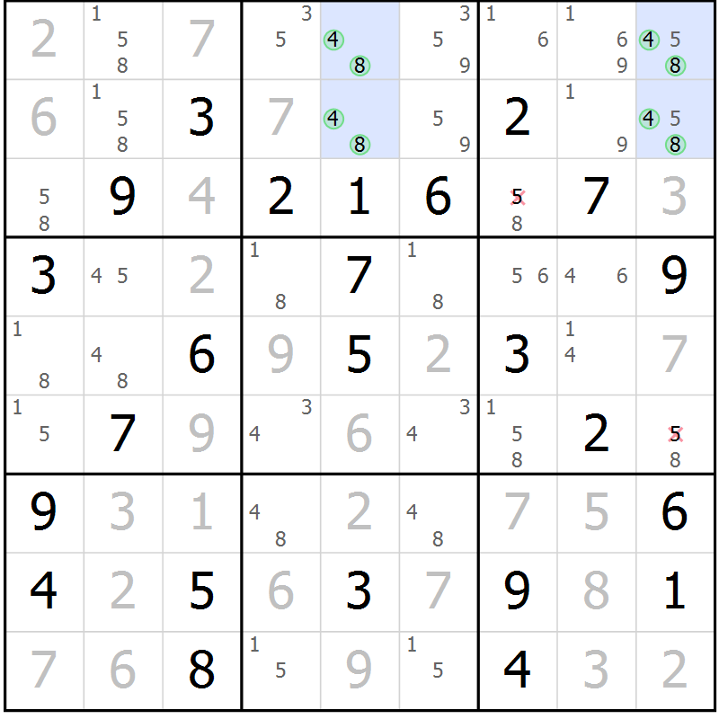 Position des candidats pour la solution de la Gr 63 page 65 du magazine de sudoku Expert n° 013