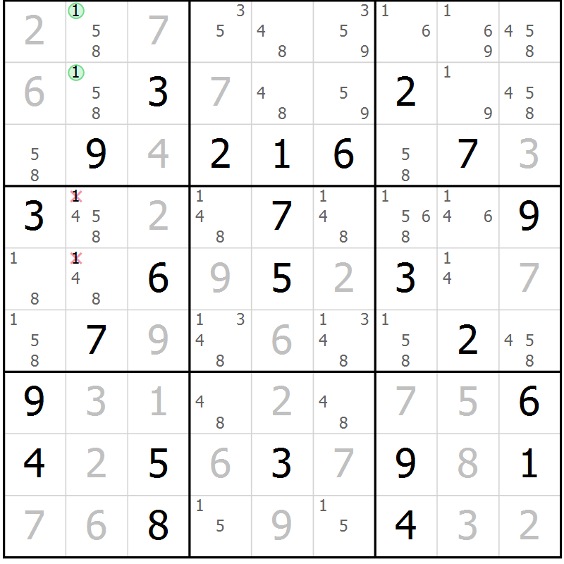 Position des candidats pour la solution de la Gr 63 page 65 du magazine de sudoku Expert n° 013