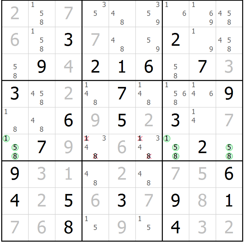 Position des candidats pour la solution de la Gr 63 page 65 du magazine de sudoku Expert n° 013