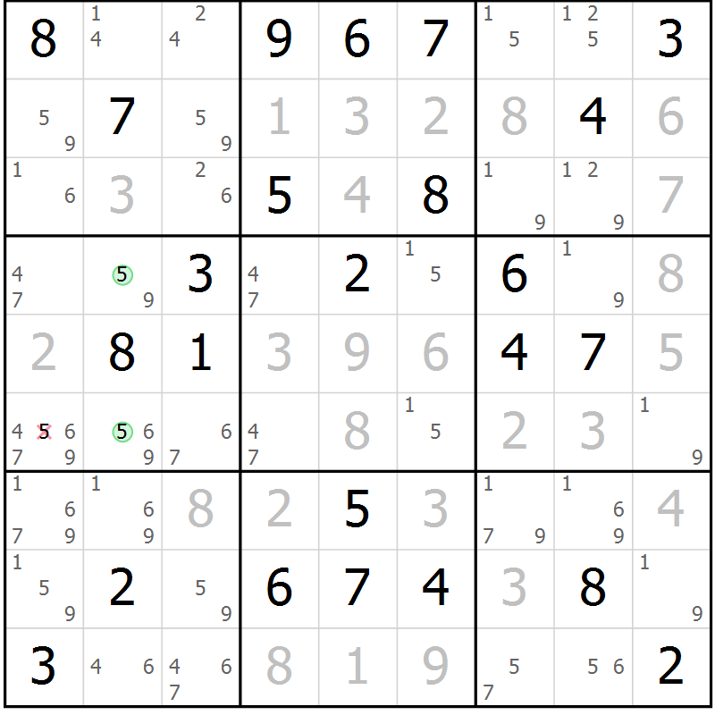 Position des candidats pour la solution de la Gr 64 page 66 du magazine de sudoku Expert n° 013