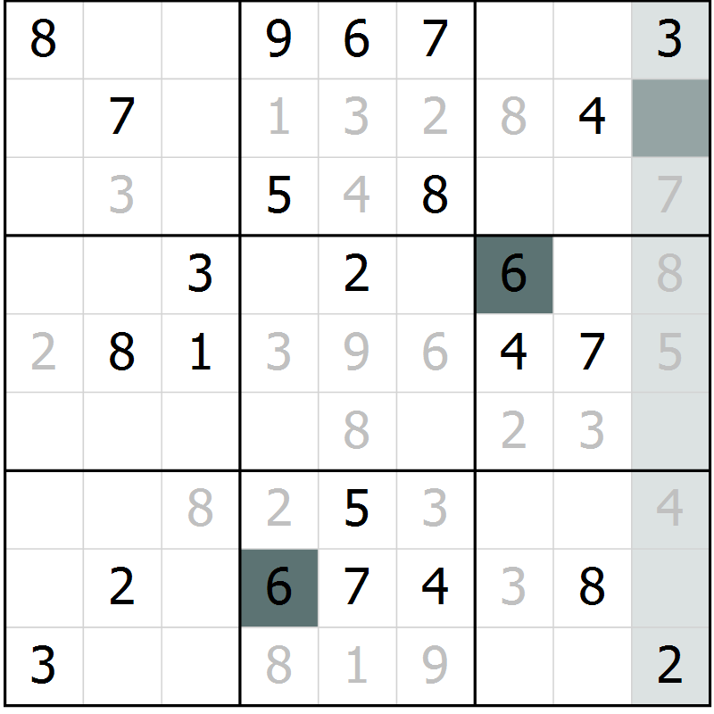 Position des candidats pour la solution de la Gr 64 page 66 du magazine de sudoku Expert n° 013