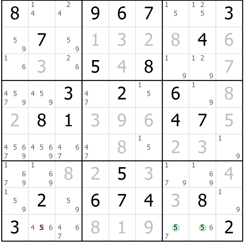 Position des candidats pour la solution de la Gr 64 page 66 du magazine de sudoku Expert n° 013