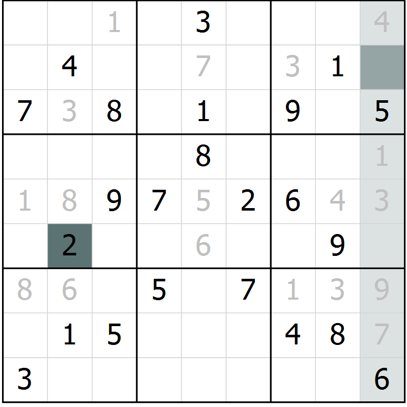 Position des candidats pour la solution de la Gr 65 page 67 du magazine de sudoku Expert n° 013