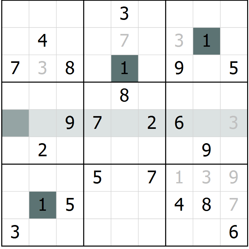 Position des candidats pour la solution de la Gr 65 page 67 du magazine de sudoku Expert n° 013