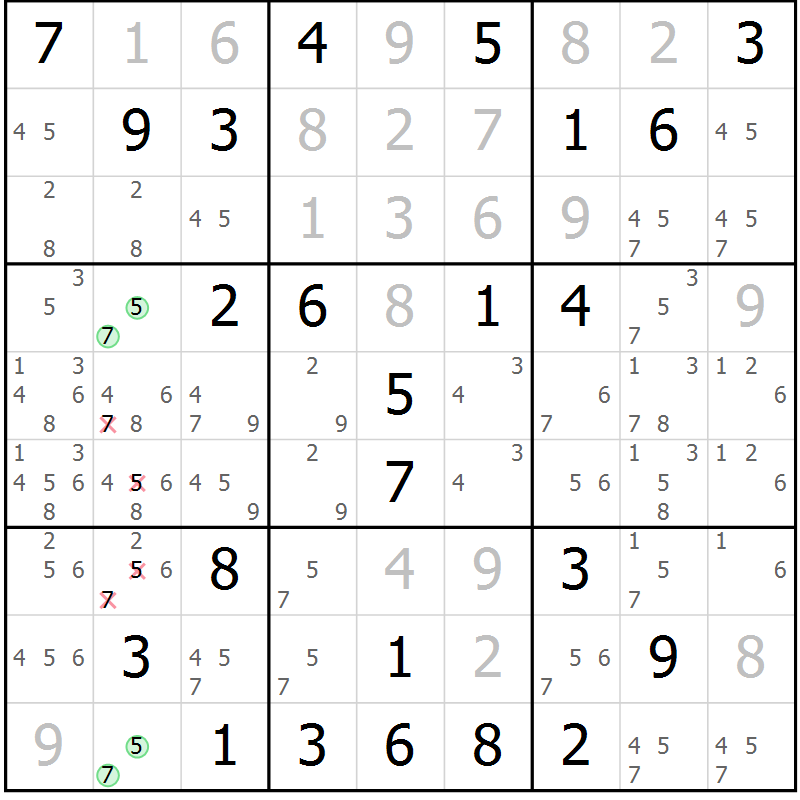 Position des candidats pour la solution de la Gr 66 page 68 du magazine de sudoku Expert n° 013