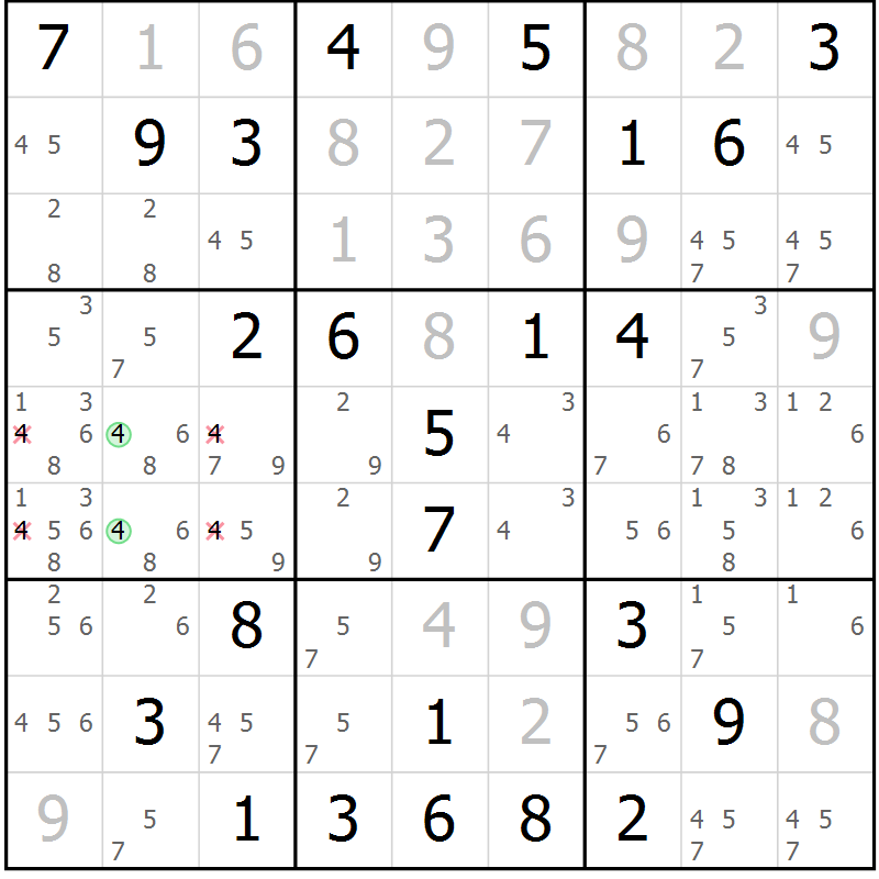 Position des candidats pour la solution de la Gr 66 page 68 du magazine de sudoku Expert n° 013