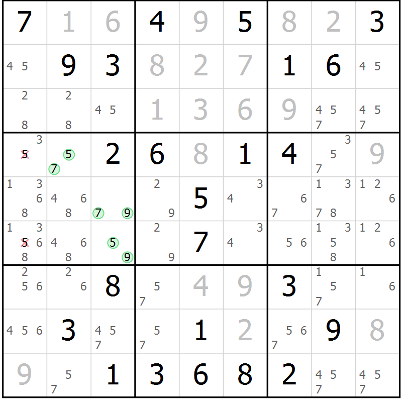 Position des candidats pour la solution de la Gr 66 page 68 du magazine de sudoku Expert n° 013