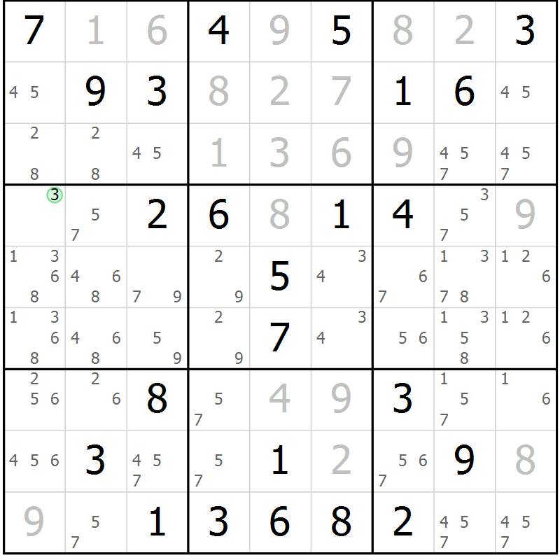 Position des candidats pour la solution de la Gr 66 page 68 du magazine de sudoku Expert n° 013