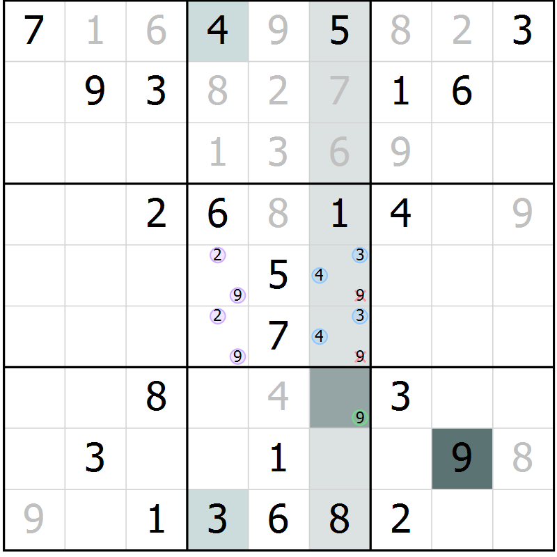 Position des candidats pour la solution de la Gr 66 page 68 du magazine de sudoku Expert n° 013