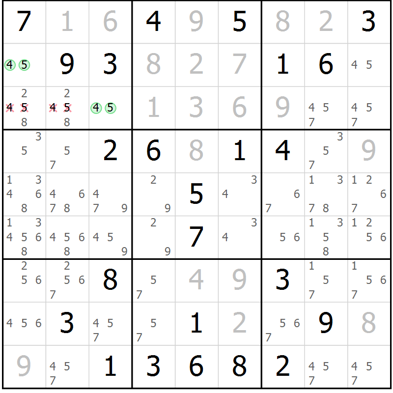 Position des candidats pour la solution de la Gr 66 page 68 du magazine de sudoku Expert n° 013