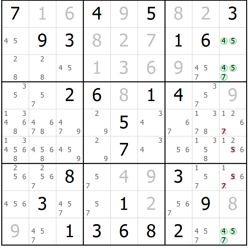 Position des candidats pour la solution de la Gr 66 page 68 du magazine de sudoku Expert n° 013