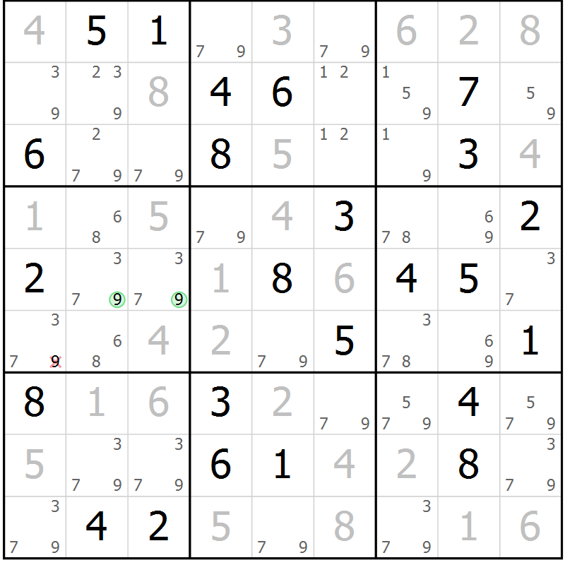 Position des candidats pour la solution de la Gr 67 page 69 du magazine de sudoku Expert n° 013