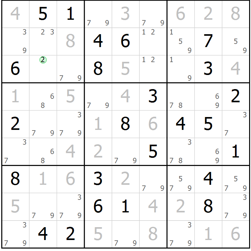 Position des candidats pour la solution de la Gr 67 page 69 du magazine de sudoku Expert n° 013
