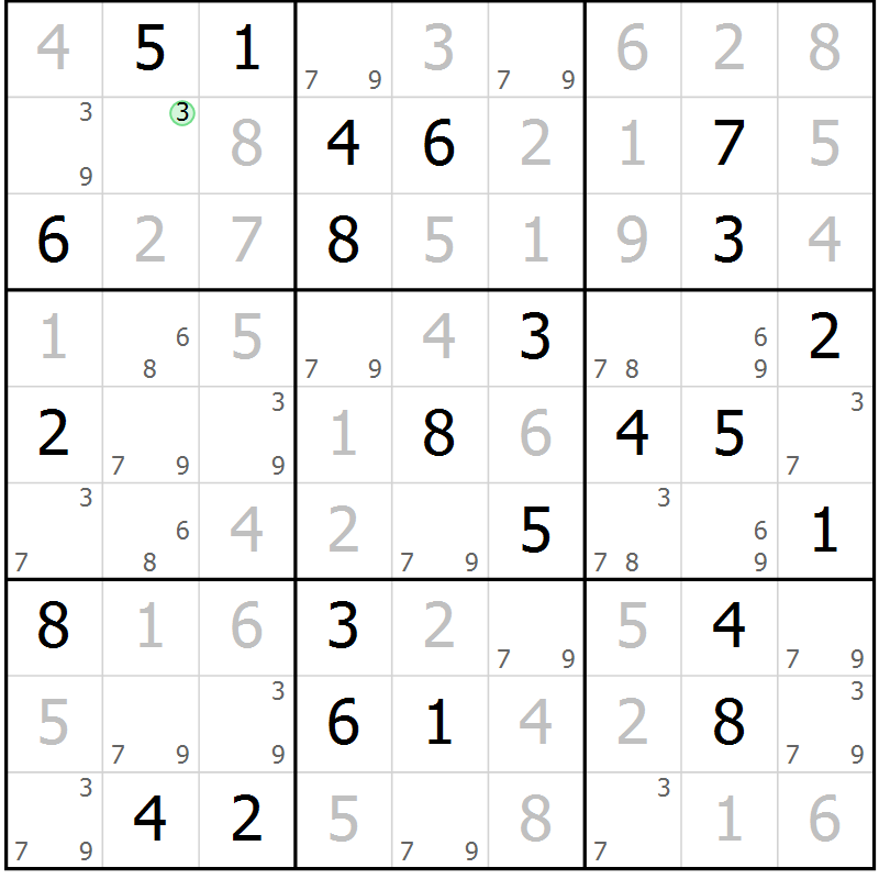 Position des candidats pour la solution de la Gr 67 page 69 du magazine de sudoku Expert n° 013