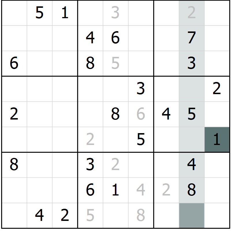 Position des candidats pour la solution de la Gr 67 page 69 du magazine de sudoku Expert n° 013