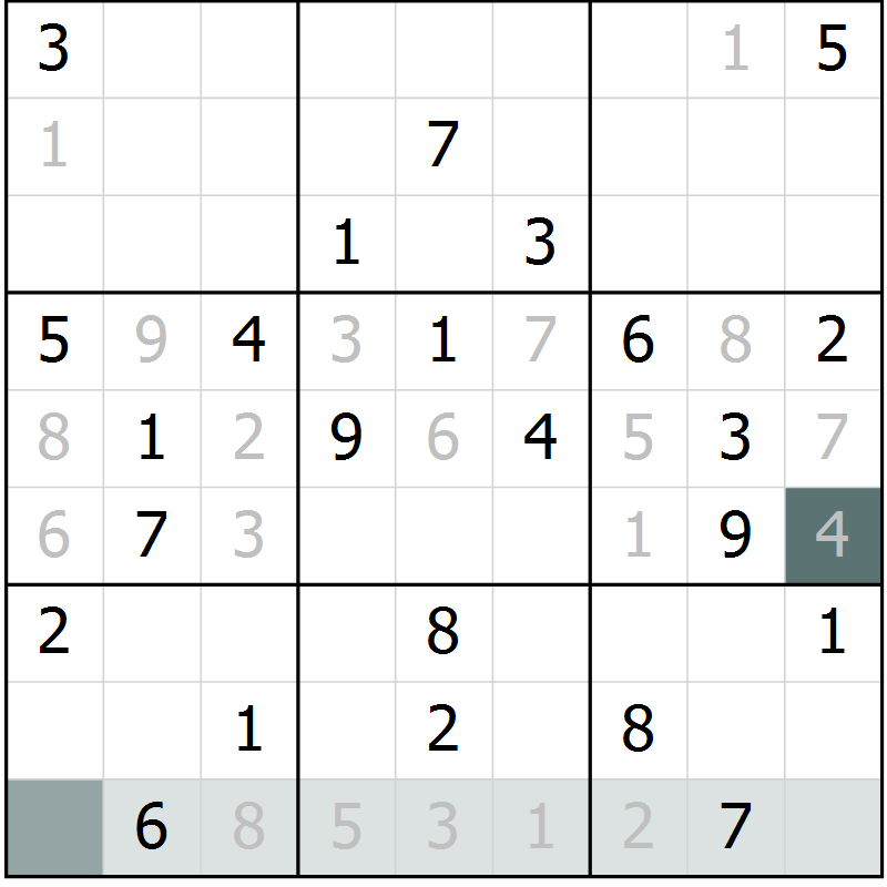 Position des candidats pour la solution de la Gr 68 page 70 du magazine de sudoku Expert n° 013
