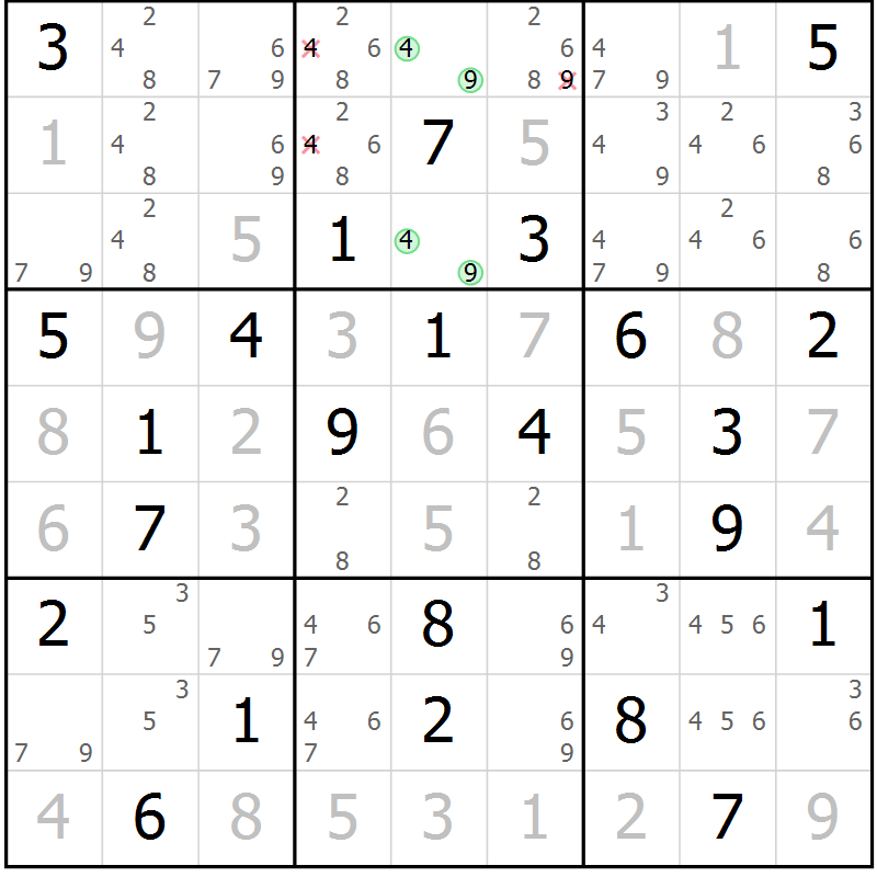 Position des candidats pour la solution de la Gr 68 page 70 du magazine de sudoku Expert n° 013