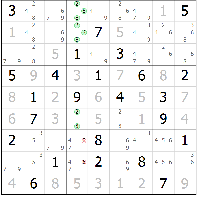 Position des candidats pour la solution de la Gr 68 page 70 du magazine de sudoku Expert n° 013