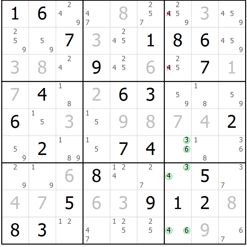 Position des candidats pour la solution de la Gr 69 page 71 du magazine de sudoku Expert n° 013