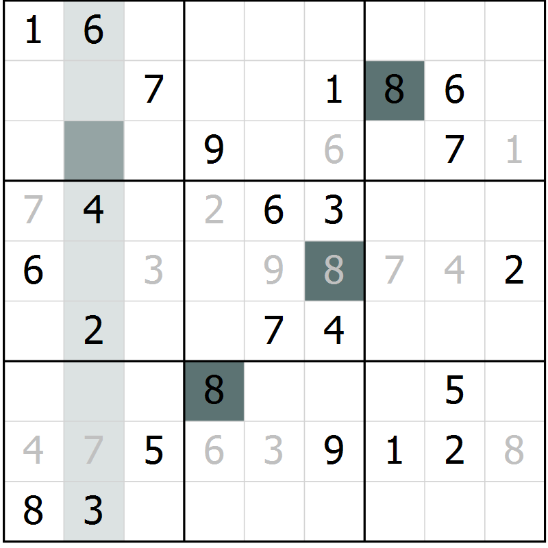 Position des candidats pour la solution de la Gr 69 page 71 du magazine de sudoku Expert n° 013