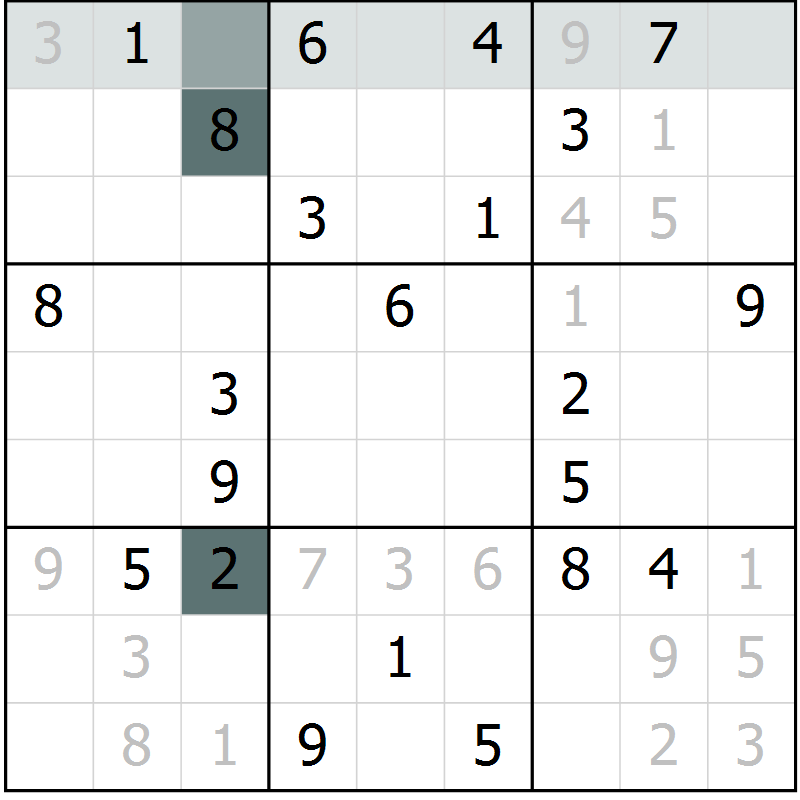 Position des candidats pour la solution de la Gr 7 page 9 du magazine de sudoku Expert n° 013