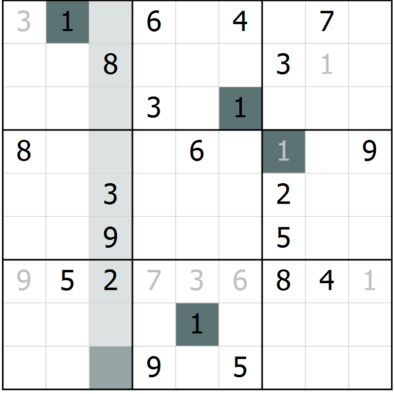 Position des candidats pour la solution de la Gr 7 page 9 du magazine de sudoku Expert n° 013