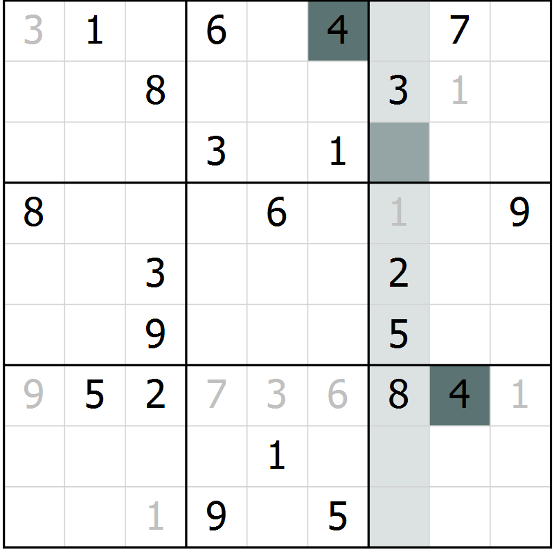 Position des candidats pour la solution de la Gr 7 page 9 du magazine de sudoku Expert n° 013