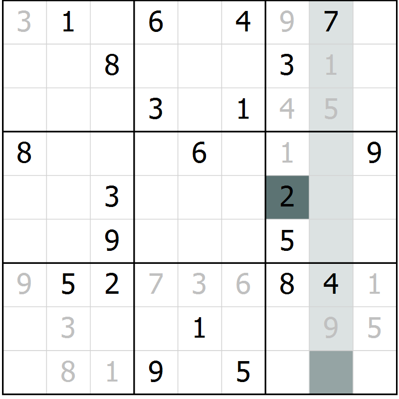 Position des candidats pour la solution de la Gr 7 page 9 du magazine de sudoku Expert n° 013