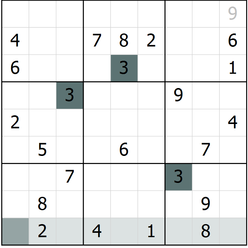 Position des candidats pour la solution de la Gr 70 page 72 du magazine de sudoku Expert n° 013
