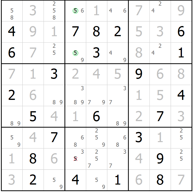 Position des candidats pour la solution de la Gr 70 page 72 du magazine de sudoku Expert n° 013