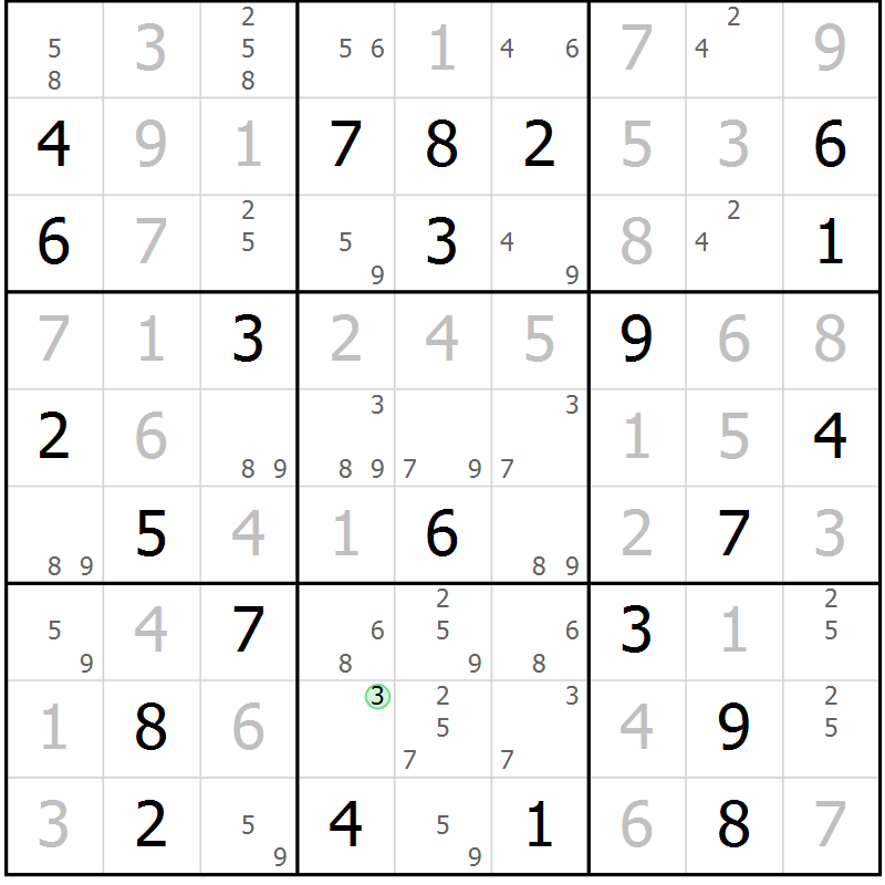 Position des candidats pour la solution de la Gr 70 page 72 du magazine de sudoku Expert n° 013