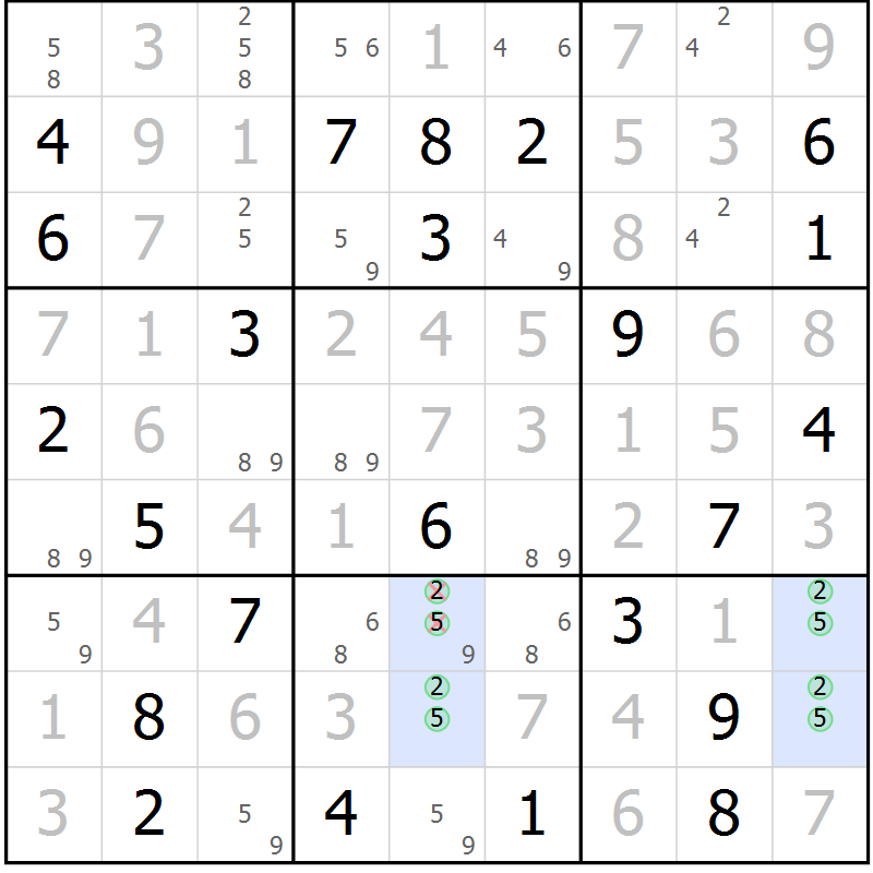 Position des candidats pour la solution de la Gr 70 page 72 du magazine de sudoku Expert n° 013