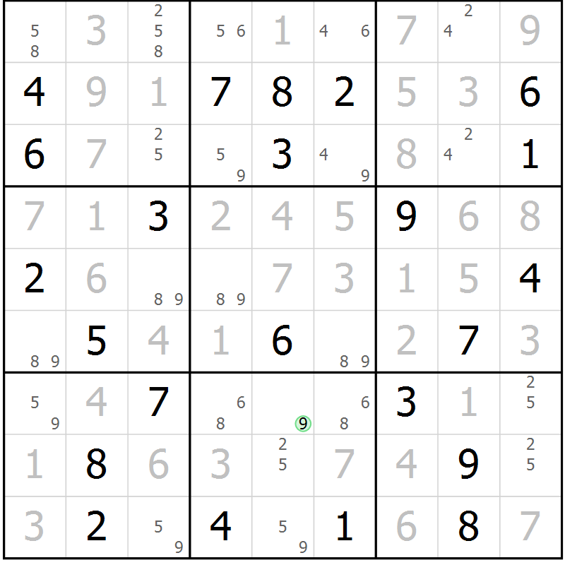 Position des candidats pour la solution de la Gr 70 page 72 du magazine de sudoku Expert n° 013