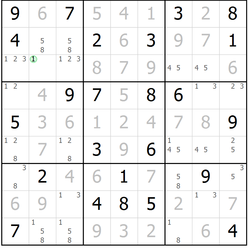Position des candidats pour la solution de la Gr 71 page 73 du magazine de sudoku Expert n° 013