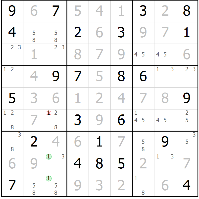 Position des candidats pour la solution de la Gr 71 page 73 du magazine de sudoku Expert n° 013