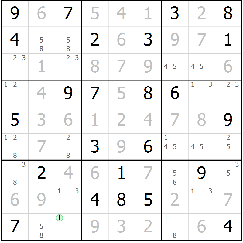 Position des candidats pour la solution de la Gr 71 page 73 du magazine de sudoku Expert n° 013