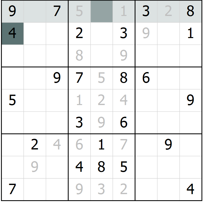 Position des candidats pour la solution de la Gr 71 page 73 du magazine de sudoku Expert n° 013