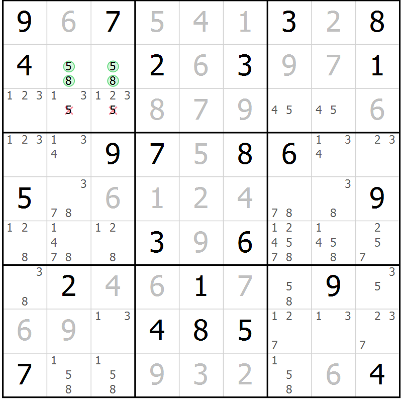 Position des candidats pour la solution de la Gr 71 page 73 du magazine de sudoku Expert n° 013