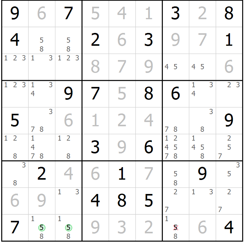 Position des candidats pour la solution de la Gr 71 page 73 du magazine de sudoku Expert n° 013