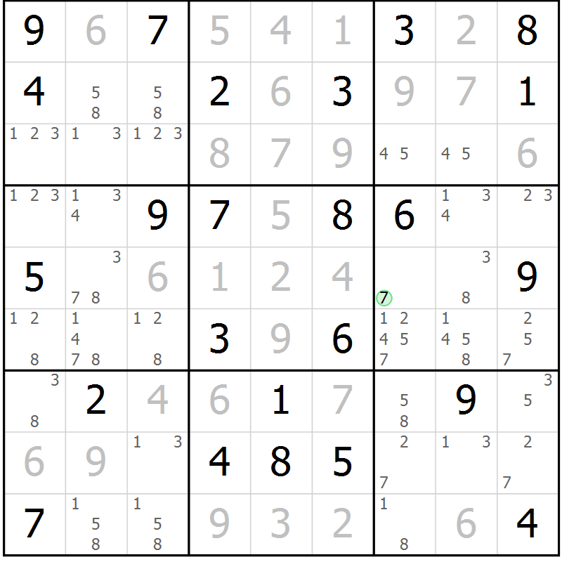 Position des candidats pour la solution de la Gr 71 page 73 du magazine de sudoku Expert n° 013