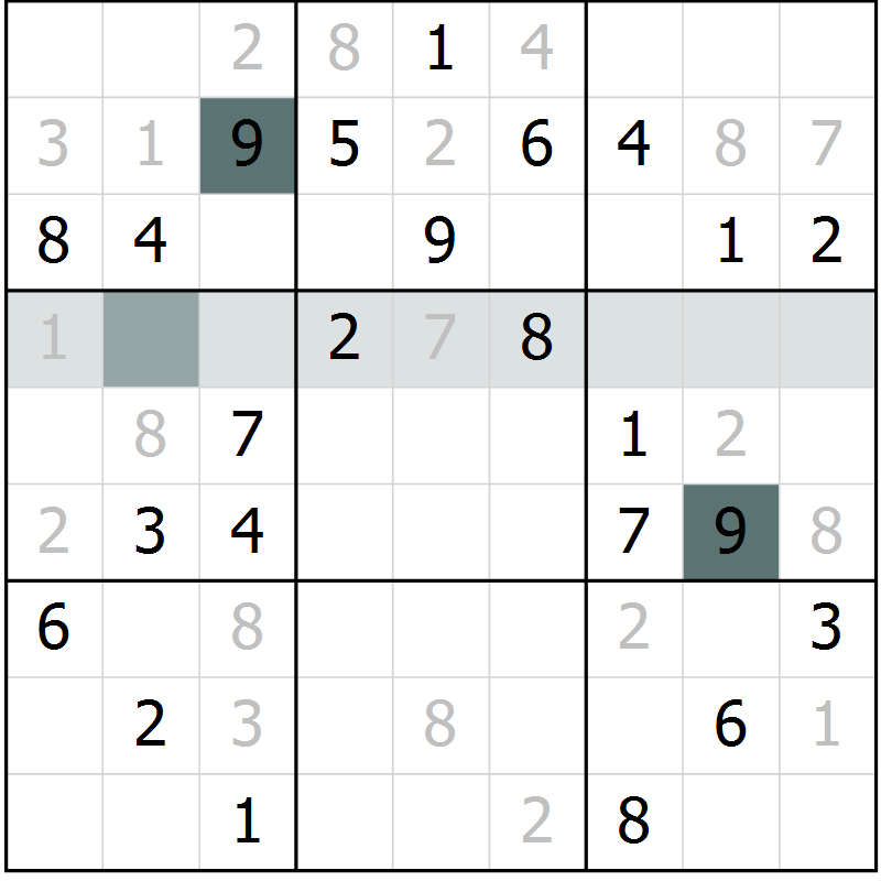 Position des candidats pour la solution de la Gr 73 page 75 du magazine de sudoku Expert n° 013