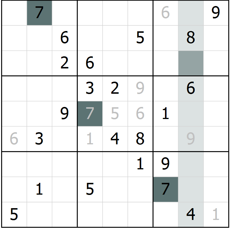 Position des candidats pour la solution de la Gr 8 page 10 du magazine de sudoku Expert n° 013