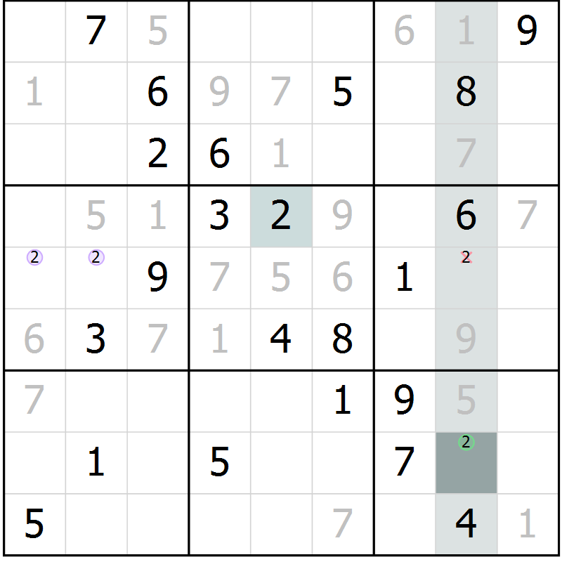 Position des candidats pour la solution de la Gr 8 page 10 du magazine de sudoku Expert n° 013