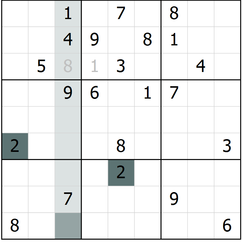 Position des candidats pour la solution de la Gr 9 page 11 du magazine de sudoku Expert n° 013