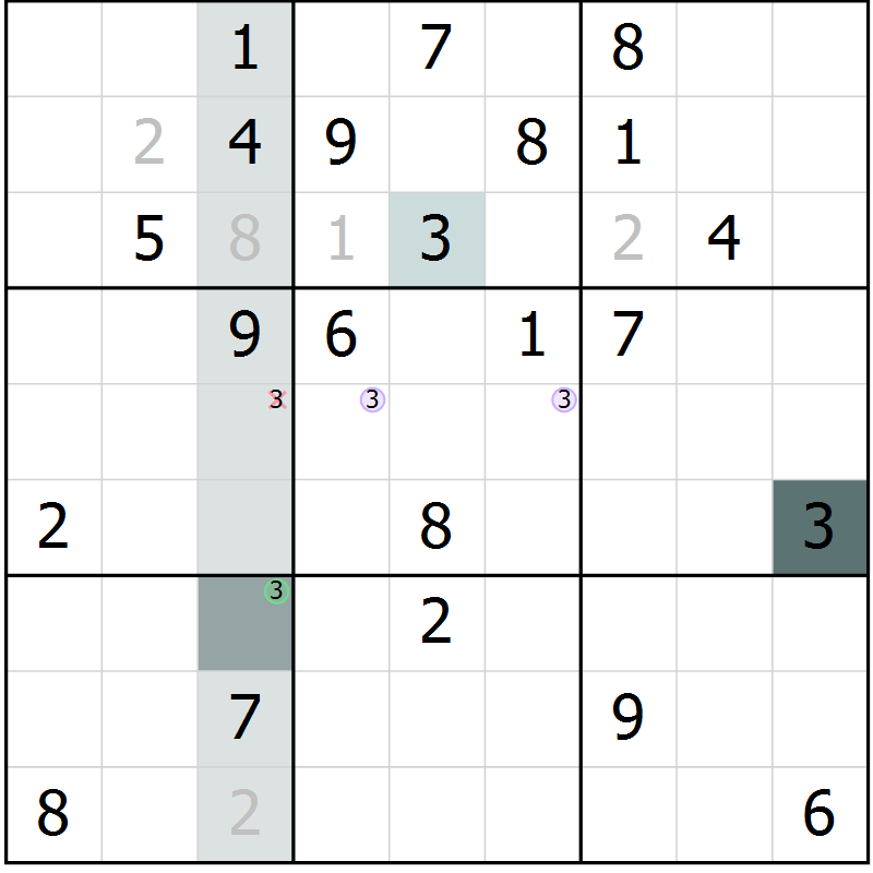 Position des candidats pour la solution de la Gr 9 page 11 du magazine de sudoku Expert n° 013