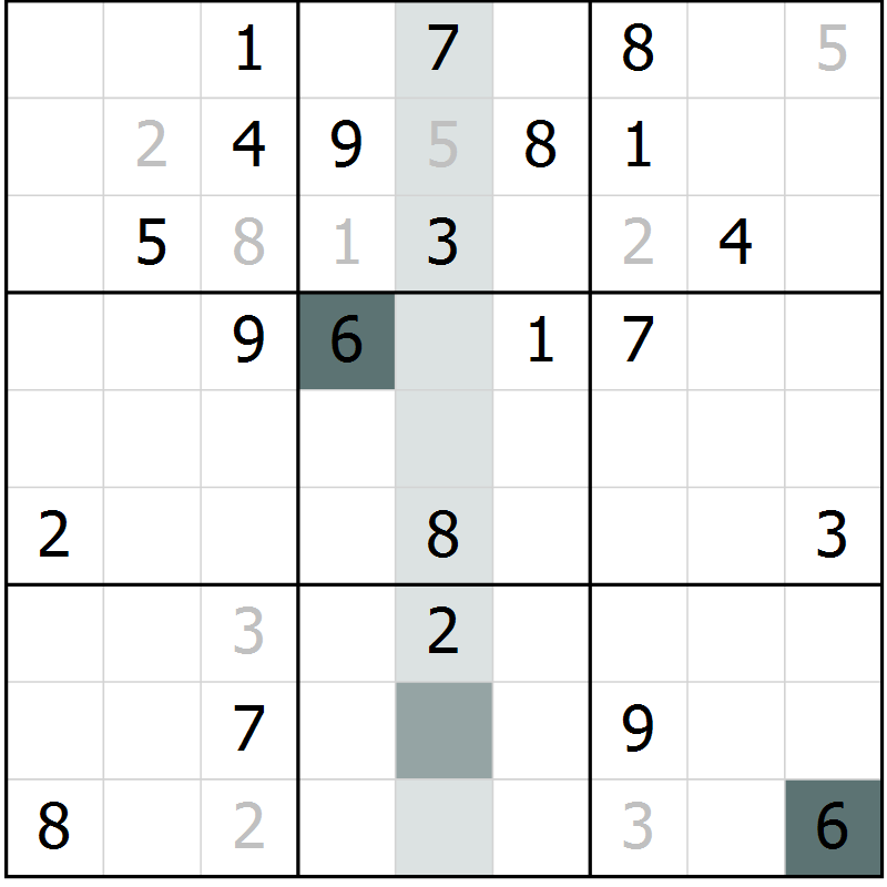 Position des candidats pour la solution de la Gr 9 page 11 du magazine de sudoku Expert n° 013