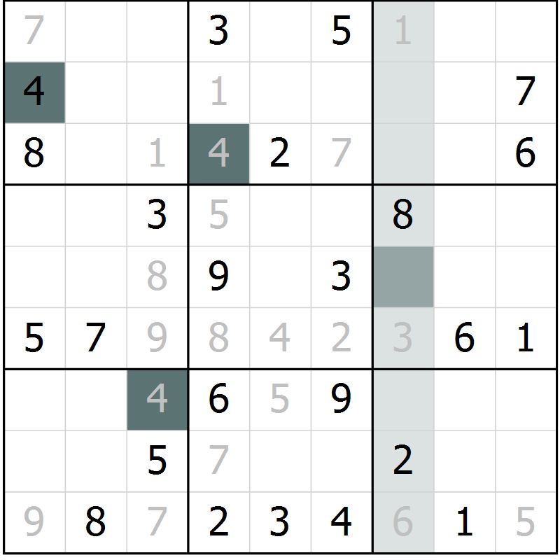 Position des candidats pour la solution de la Gr 1 page 3 du magazine de sudoku Expert n° 016